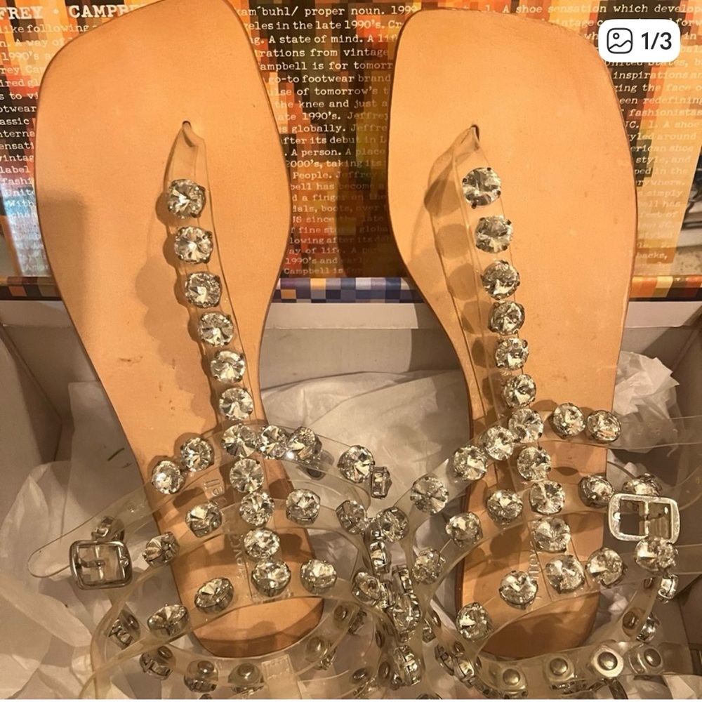 Jeffrey Campbell rhinestone leather sandals
